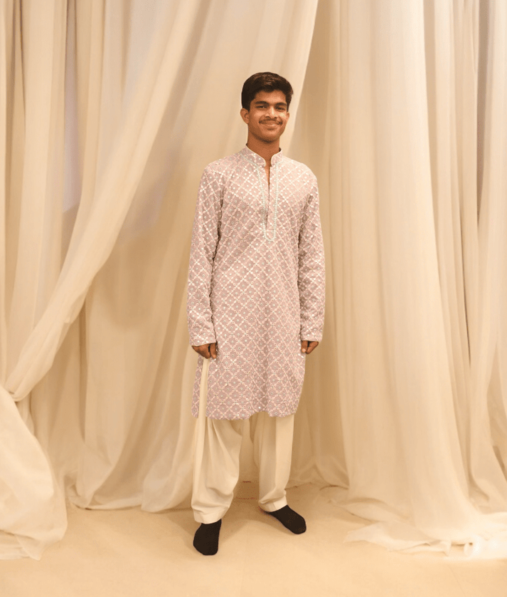 Manufactured by FayonKids Lilac Embroidere Kurta with Salwar