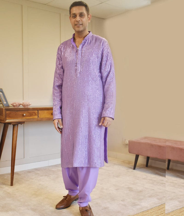 Purple Sequence Men's Kurta Set