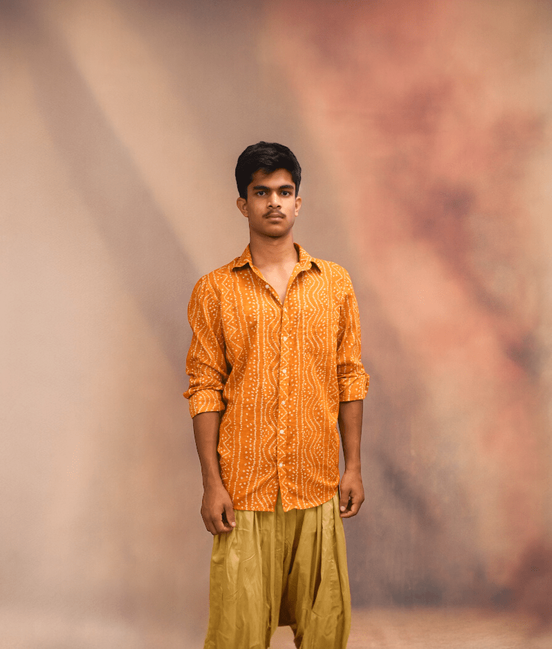 Manufactured by FayonKids Yellow Bandhej Shirt