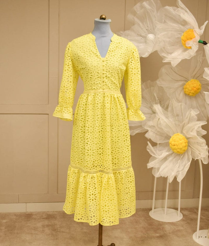 FayonKids Yellow Schiffli Dress