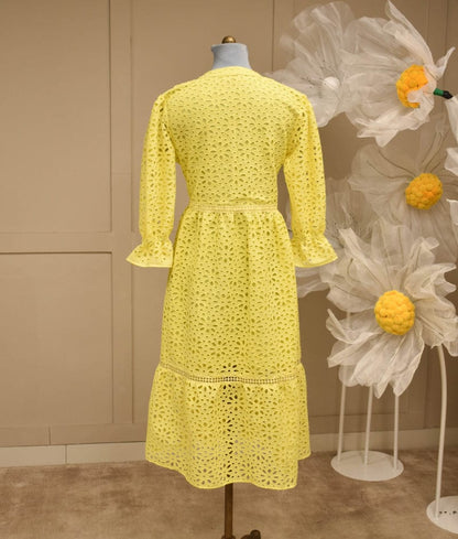 FayonKids Yellow Schiffli Dress