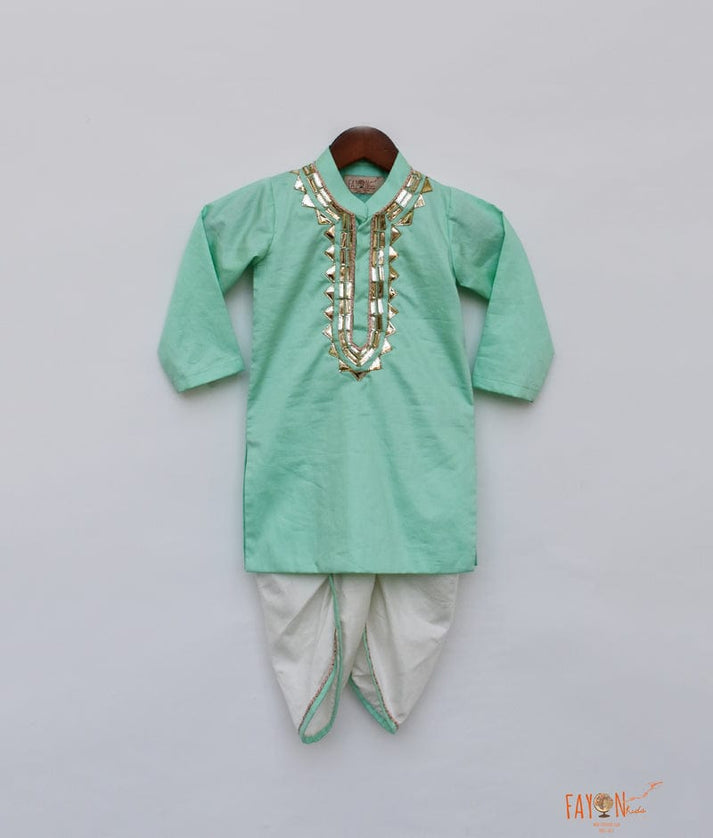 Fayon Kids Aqua Green Kurta with Dhoti for Boys