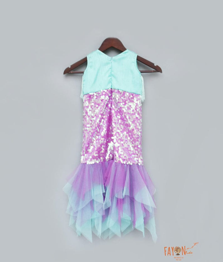 Fayon Kids Aqua Purple Mermaid Dress for Girls