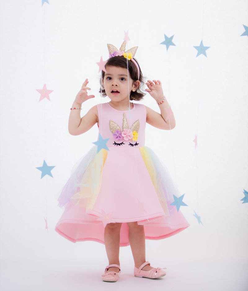 Hopscotch Girls Polyester Animal Print Party Dress in Pink Color for Ages  3-4 Years (SRS-4131791) : Amazon.in: Fashion