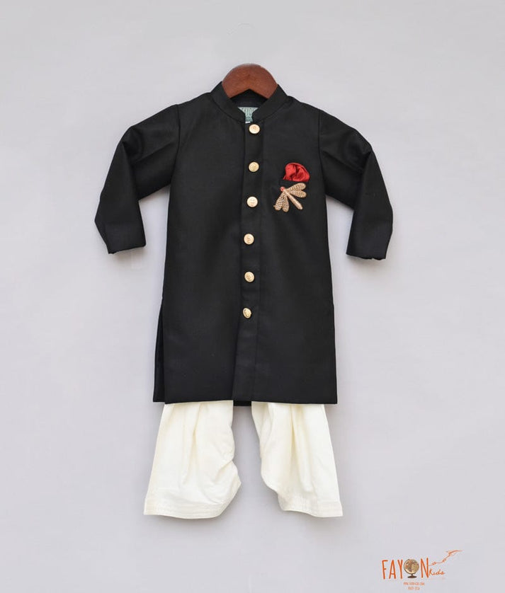 Fayon Kids Black Ajkan with Salwar for Boys