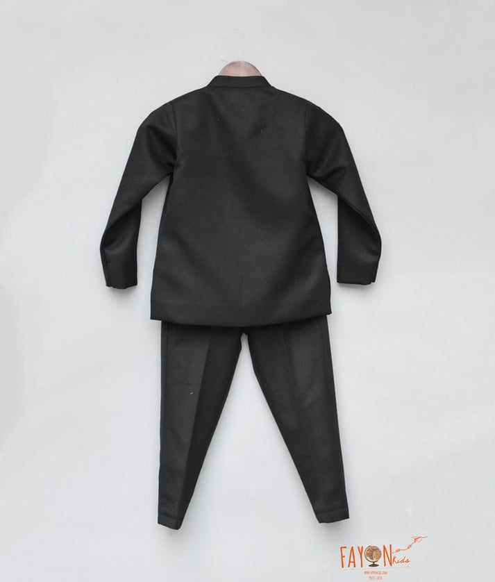 Fayon Kids Black Bandgala with Black Pant for Boys