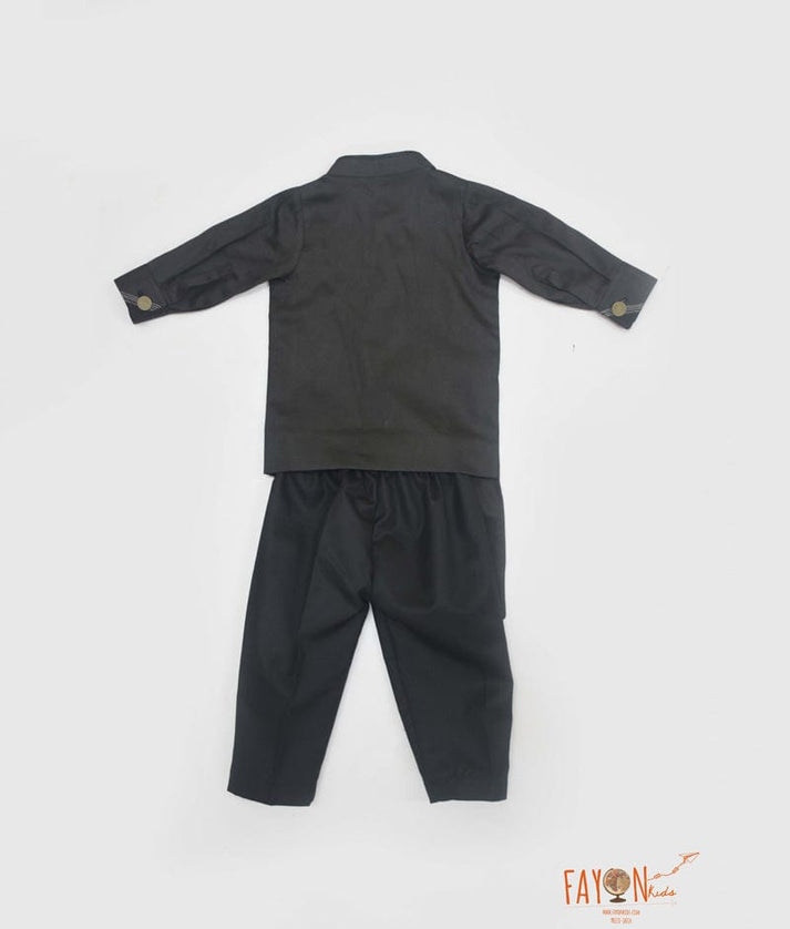 Fayon Kids Black Kurta with Pant for Boys