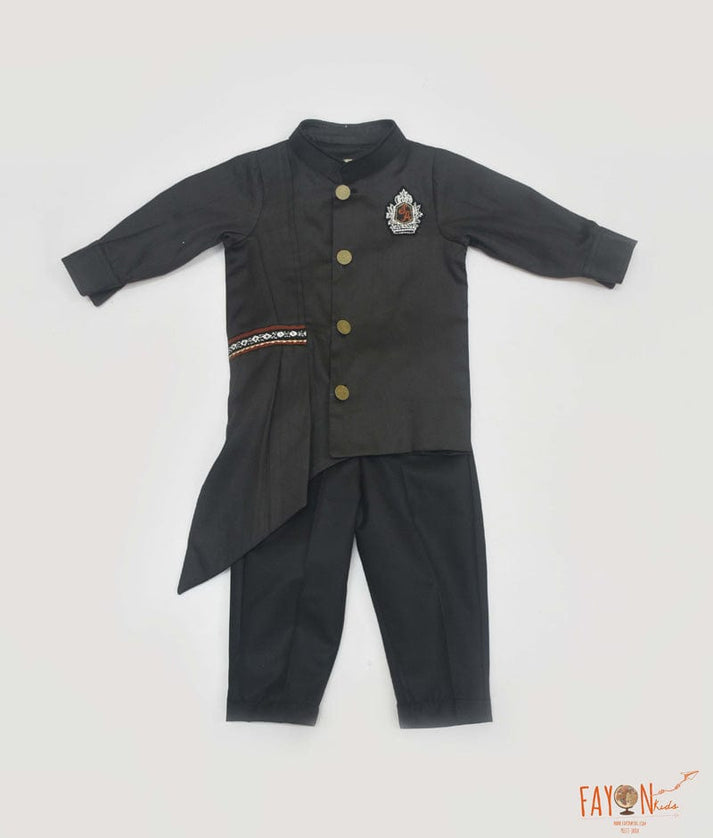 Fayon Kids Black Kurta with Pant for Boys