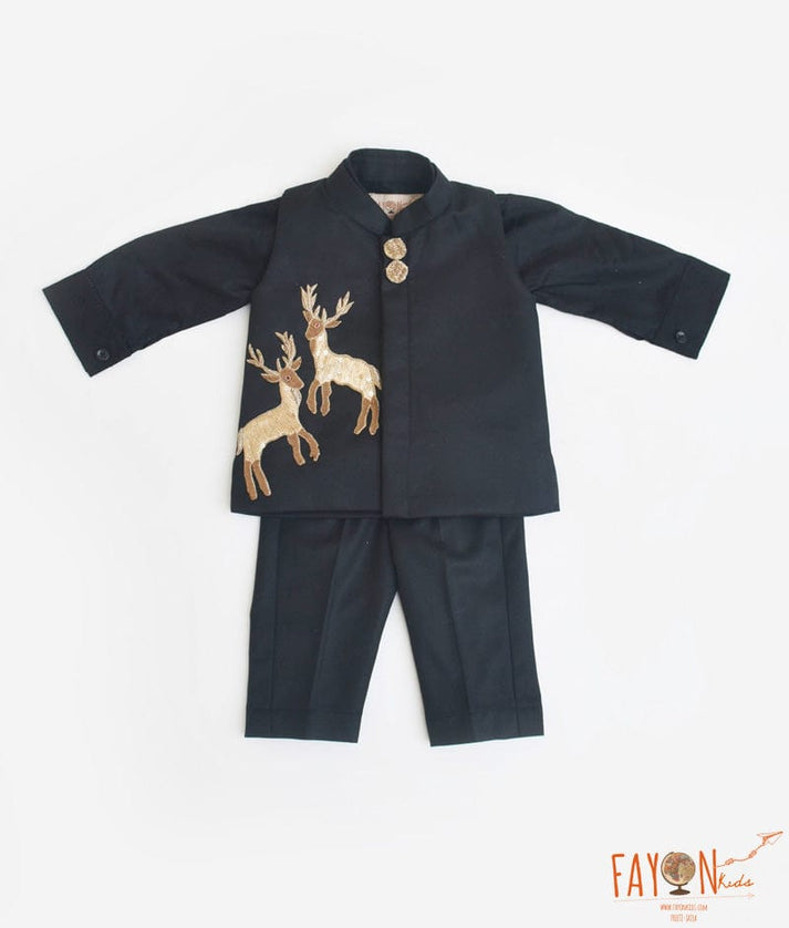 Black Nehru Jacket and Shirt Pant for Boys