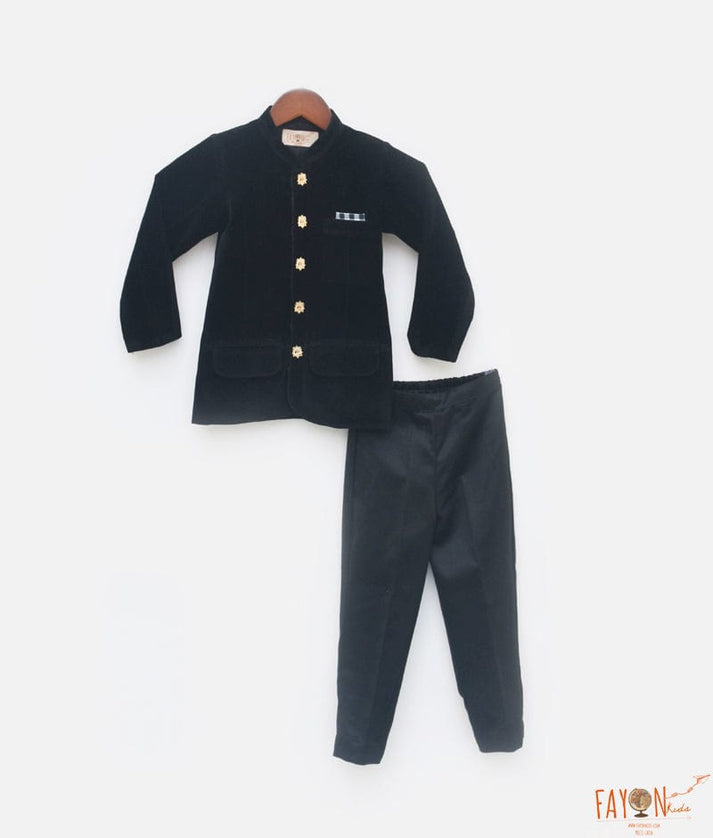 Black Velvet Bandgala and Pant for Boys