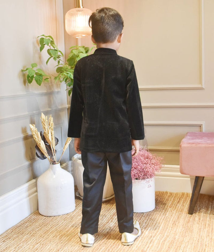 Black Velvet Bandgala and Pant for Boys