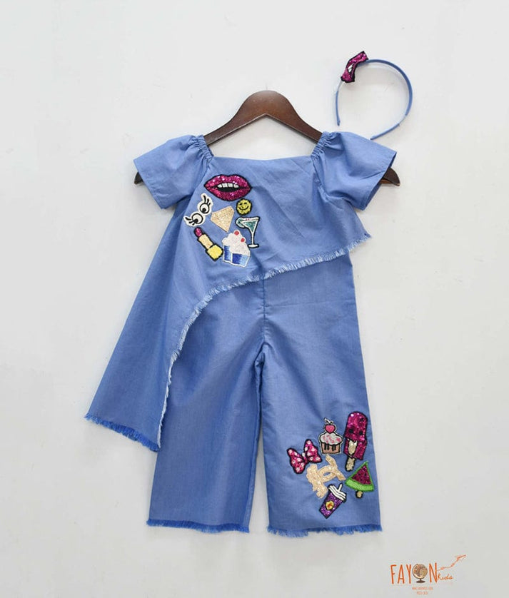 Fayon Kids Blue Demin Jumpsuit for Girls