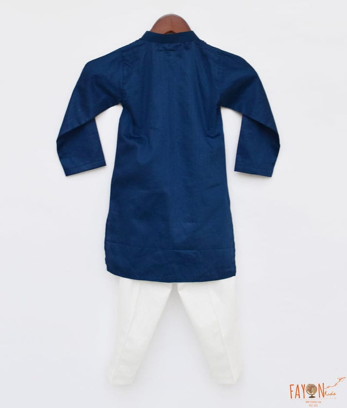 Blue Kurta with Dori Embroidery and Pant for Boys