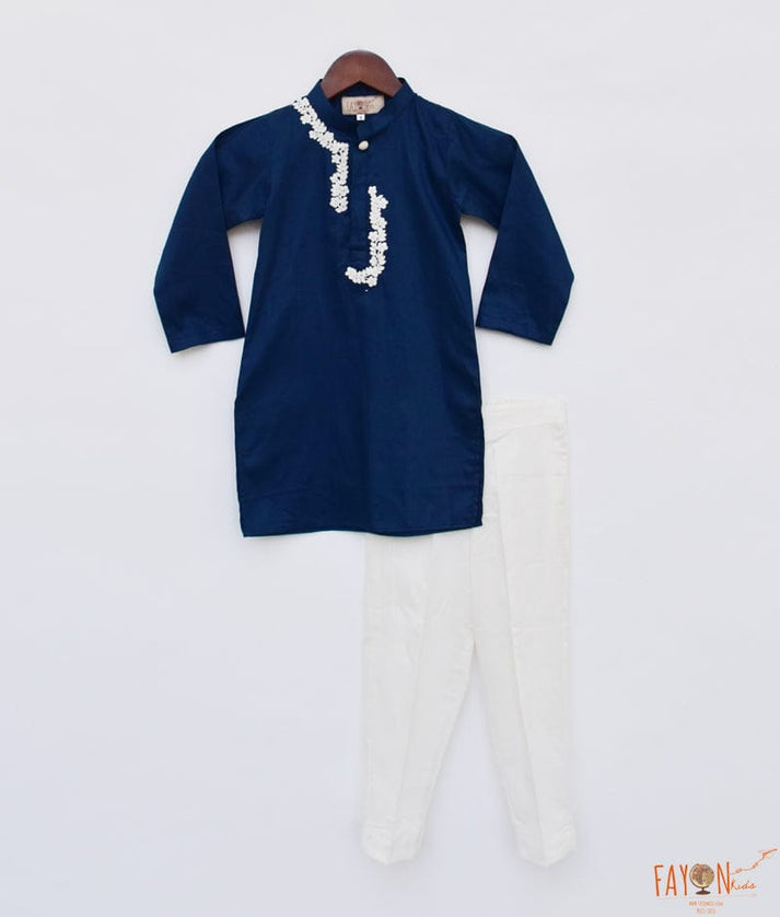 Blue Kurta with Dori Embroidery and Pant for Boys