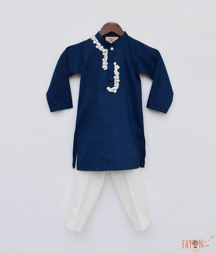 Blue Kurta with Dori Embroidery and Pant for Boys