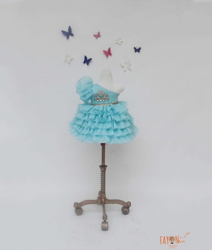 Fayon Kids Blue Organza Frock for Girls