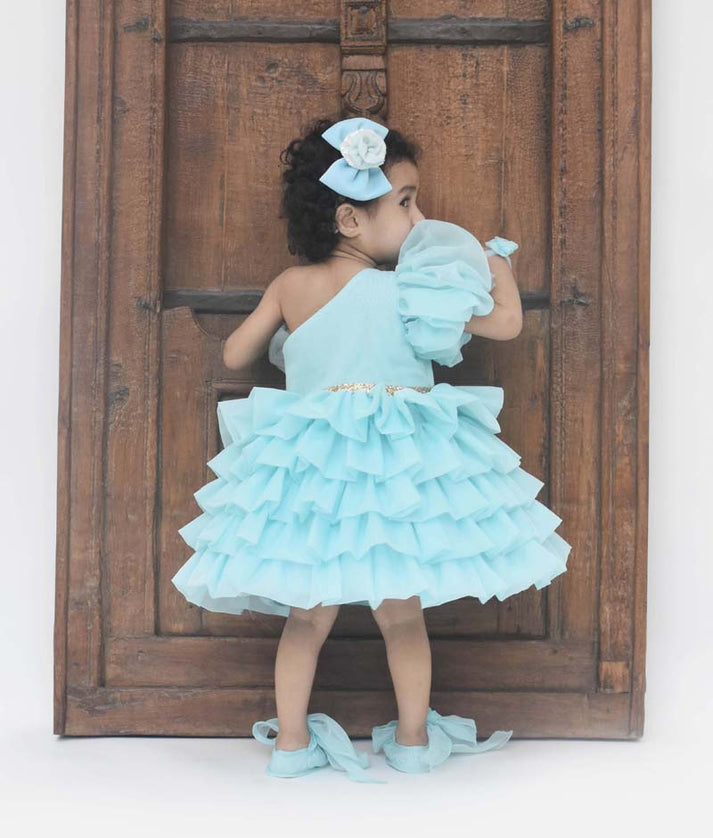 Fayon Kids Blue Organza Frock for Girls