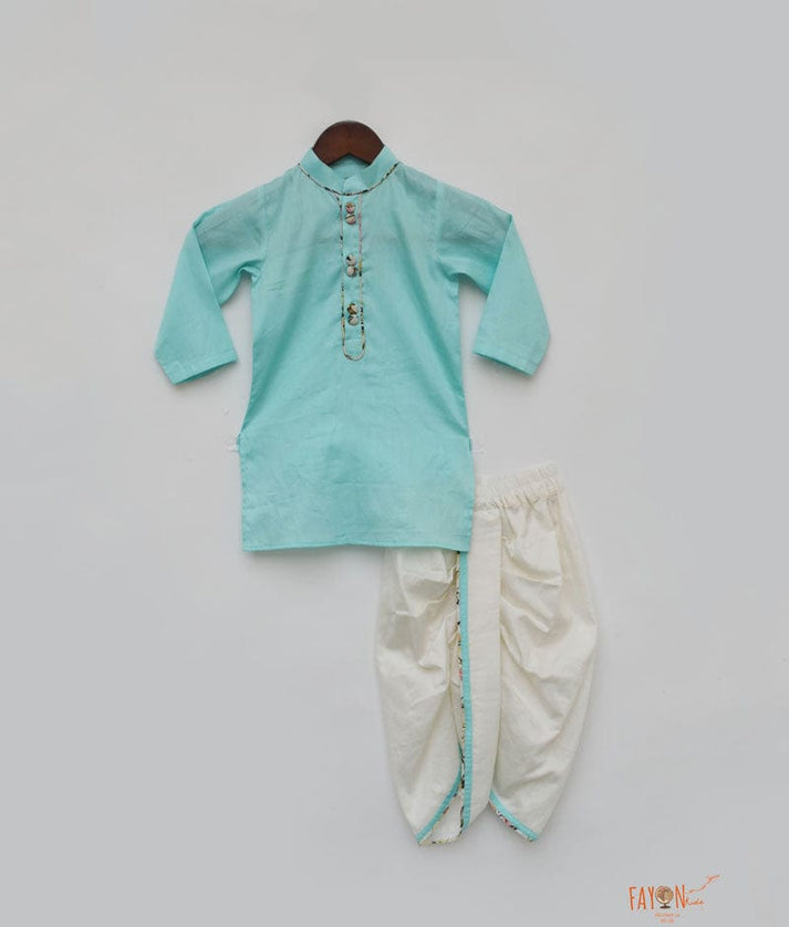 Fayon Kids Blue Silk Kurta with Dhoti for Boys