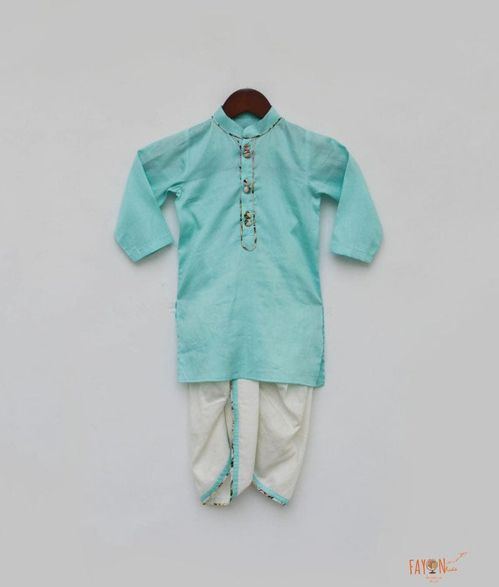 Fayon Kids Blue Silk Kurta with Dhoti for Boys