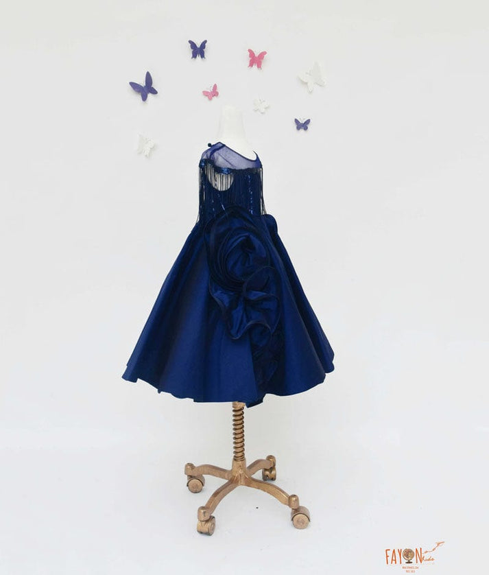 Fayon Kids Dark Blue Silk Gown for Girls