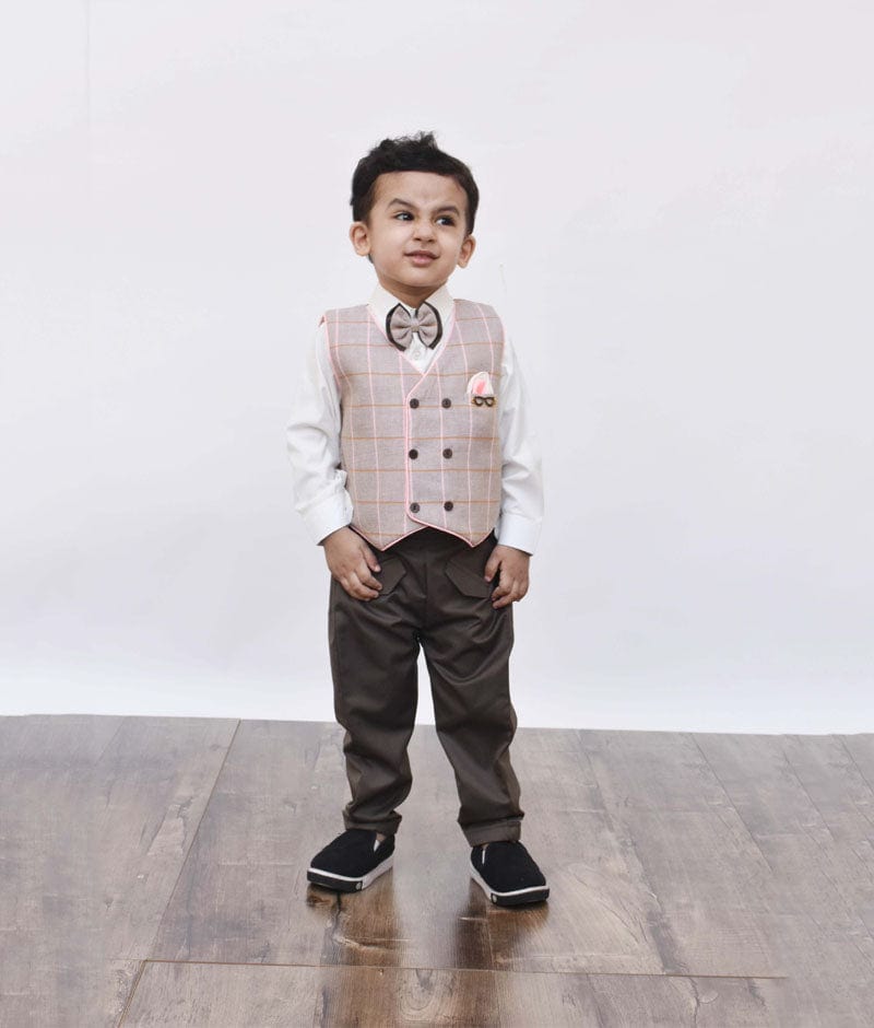Buy DISAUR Baby Boy Clothes Toddler Boy Outfits, 4PC Gentleman Dress Romper  + Vest + Pants + Bow Tie Cotton Suit Set, Grey, 12-18 months at Amazon.in