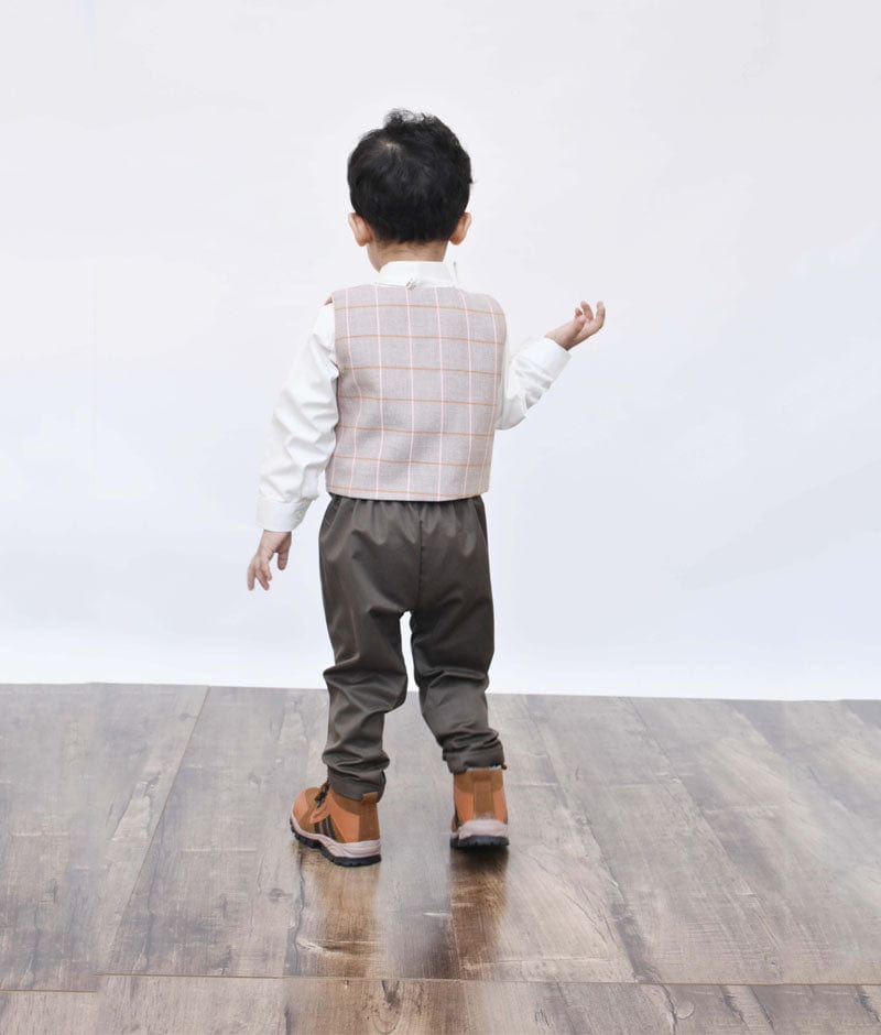 Winter 2023 boys and girls fashion wide leg Woolen check trousers Kids warm  thick pants