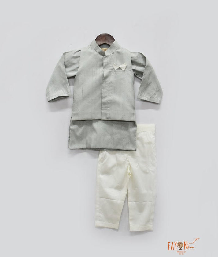 Fayon Kids Grey Nehru Jacket with Grey Kurta Pant for Boys