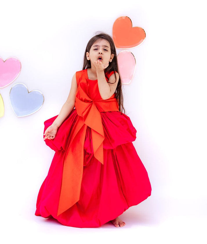 Fayon Kids Hot Pink Orange Gown for Girls