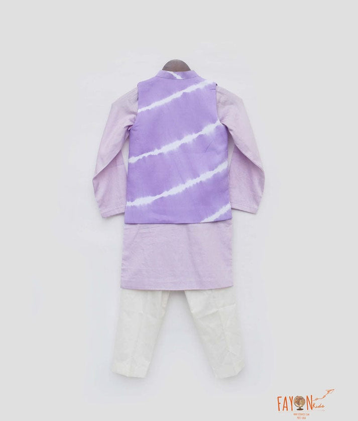 Fayon Kids Lilac Lehriya Nehru Jacket with Kurta Pant for Boys