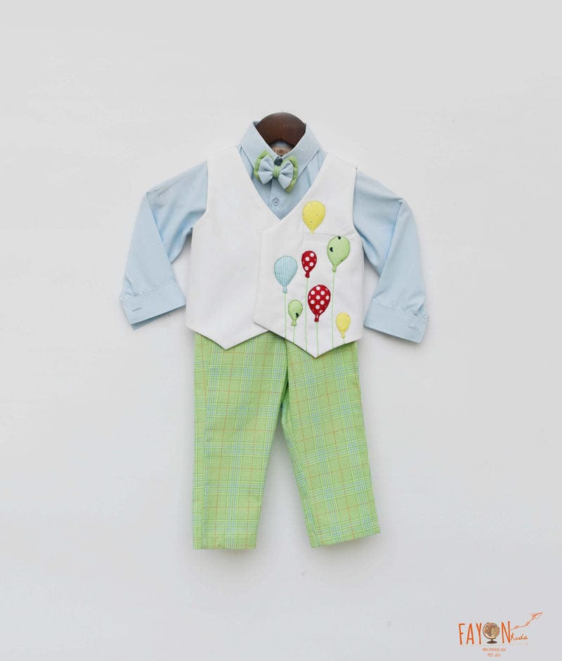 Boys Christmas Outfit with Grandad Shirt and Check Trousers