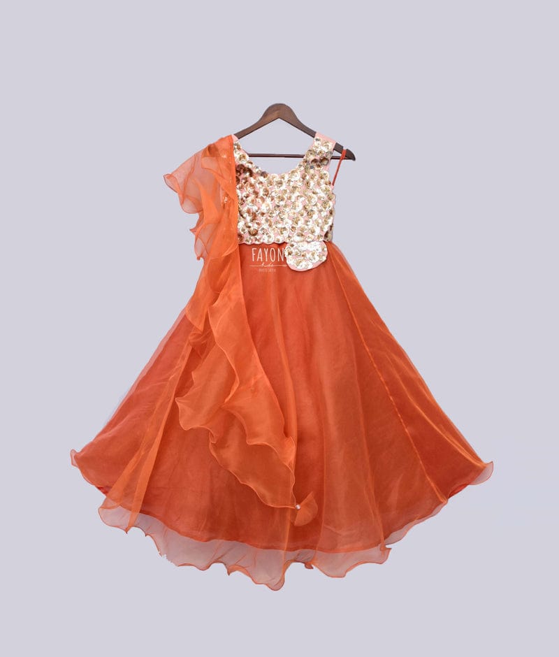 Buy Orange & Gold-Coloured Embroidered Lehenga & Unstitched Blouse with Dupatta  Online at desertcartUAE