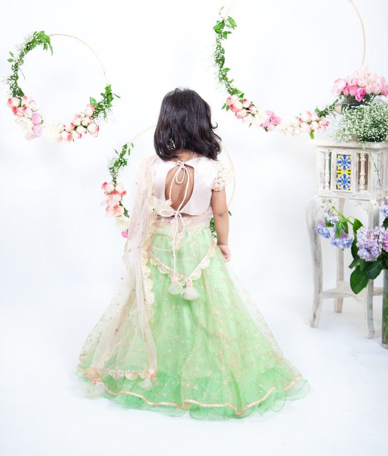 Taffeta Satin Embroidery Dark Green Bridal Lehenga With Dual Dupatta