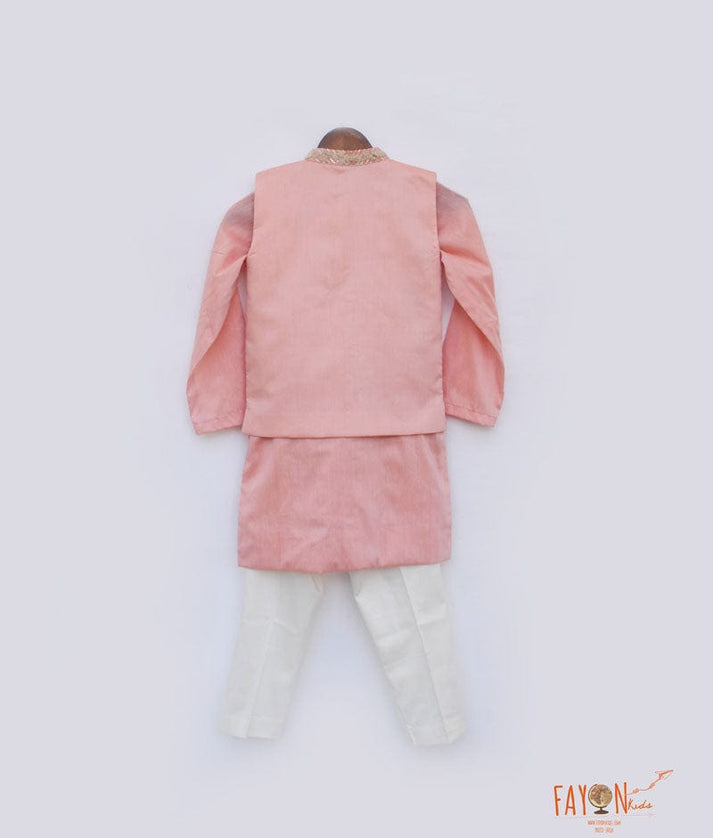 Fayon Kids Peach Gota Jacket with Kurta Pant for Boys