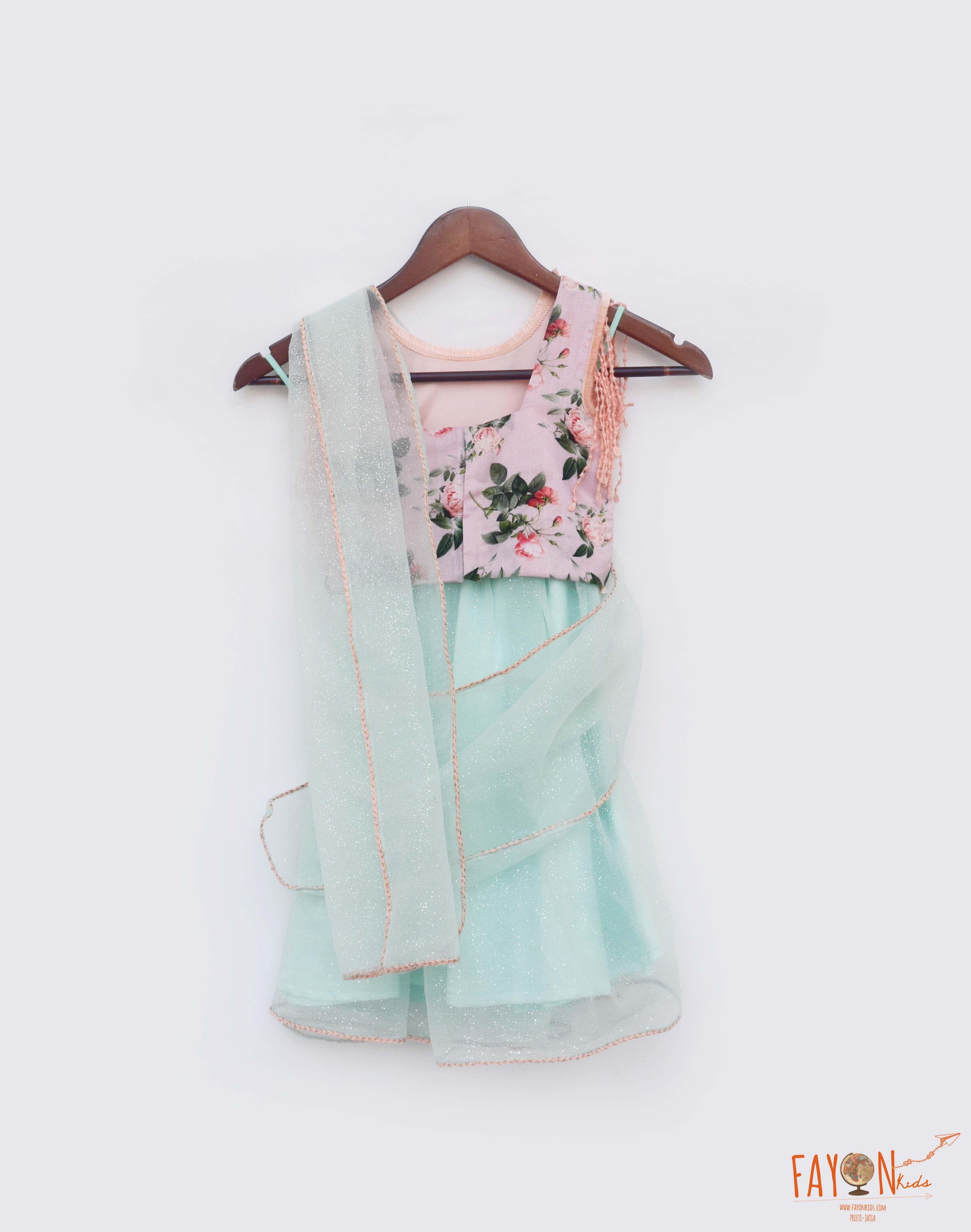Silk designer lehenga Saree in Sea green colour 7312