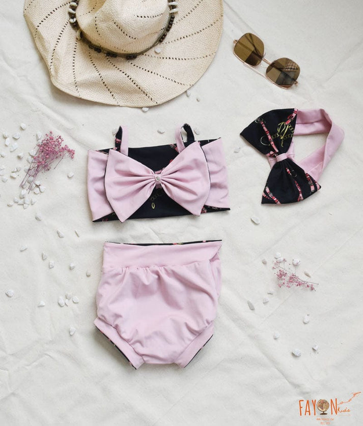 Pink and Black Swim Wear for Girls