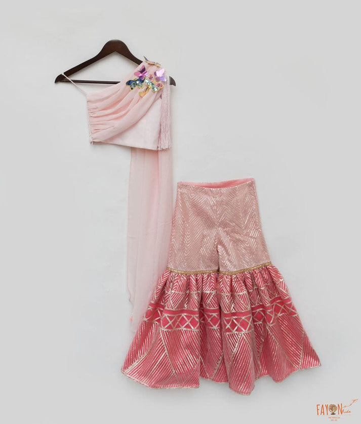 Fayon Kids Pink Gota Sharara with Top for Girls