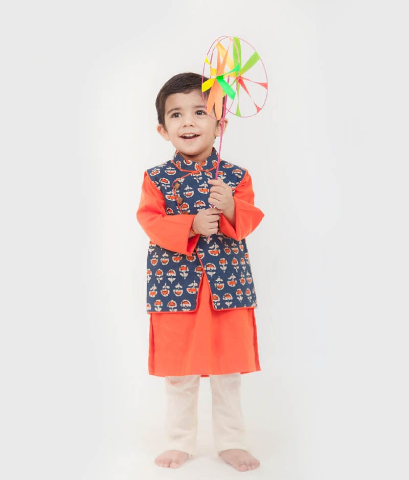 Buy Peach Color Ethnic Nehru Jacket with Maroon Kurta Set for Men