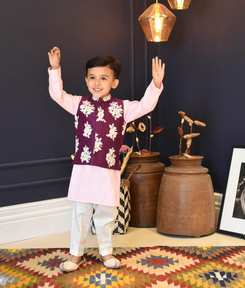 Powder Pink Nehru Jacket With Kurta And Churidaar | Nehru jackets, Fashion,  Kurta designs