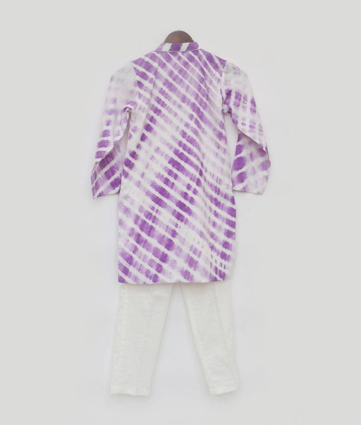 Purple Leheriya Kurta and Pant for Boys