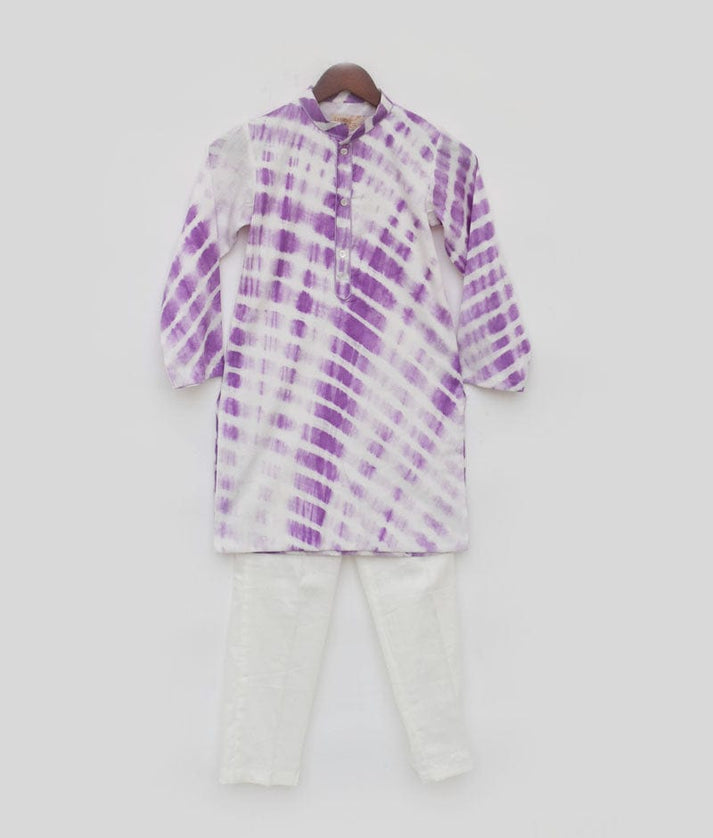 Purple Leheriya Kurta and Pant for Boys