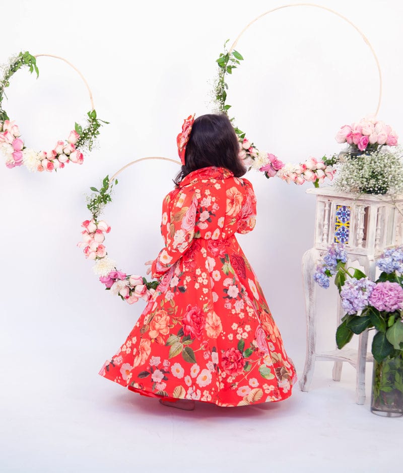 Flora Dress - Oasis Red Floral Sleeveless Midi Dress - Ulla Johnson