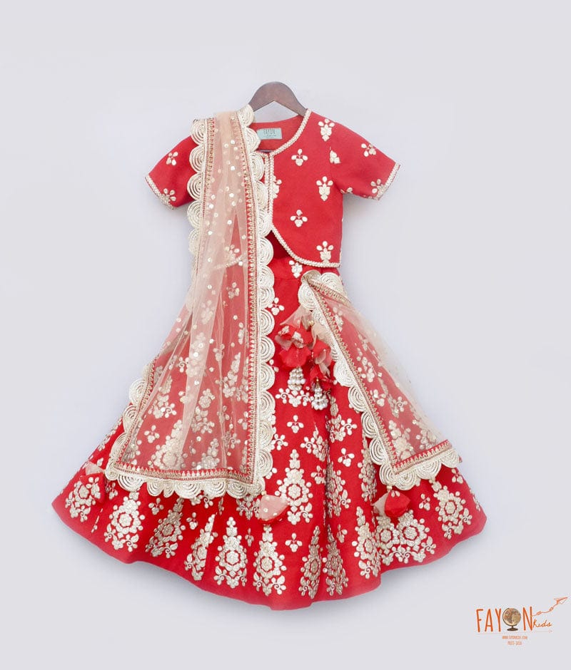 Buy online Girls Beige & Red Florals Printed Lehega Choli from ethnic wear  for Women by Readiprint Fashions for ₹1049 at 57% off | 2024 Limeroad.com