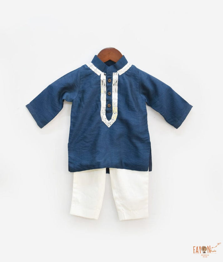 Fayon Kids Teal Blue Kurta with Pant for Boys