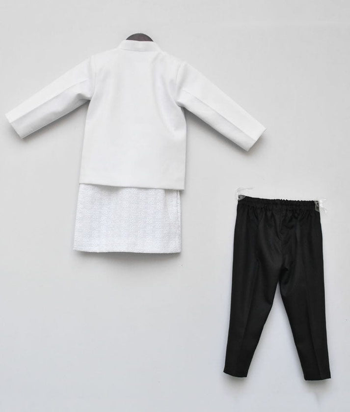 Fayon Kids White Jacket with Kurta Pant for Boys