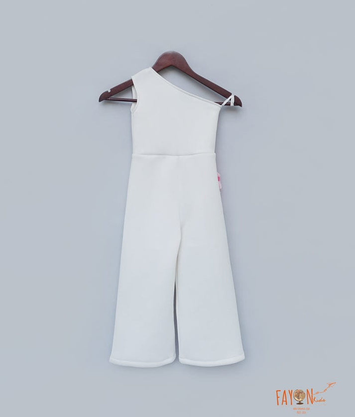 Fayon Kids White Lycra Jumpsuit for Girls