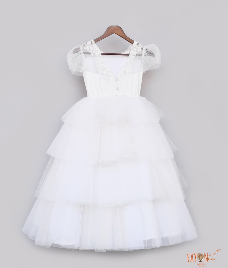 Buy A.S POPULAR DRESSES Net Casual Knee Length Cute Sleeveless Frill Frock  Dress for Girls Kids (White, 2-3 Years) at Amazon.in