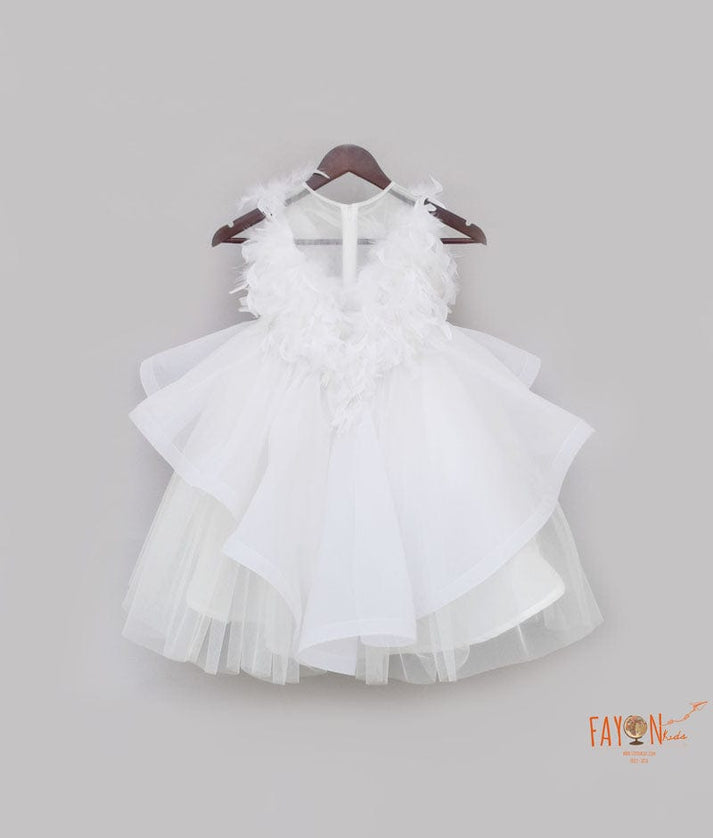 Fayon Kids White Net Frock for Girls