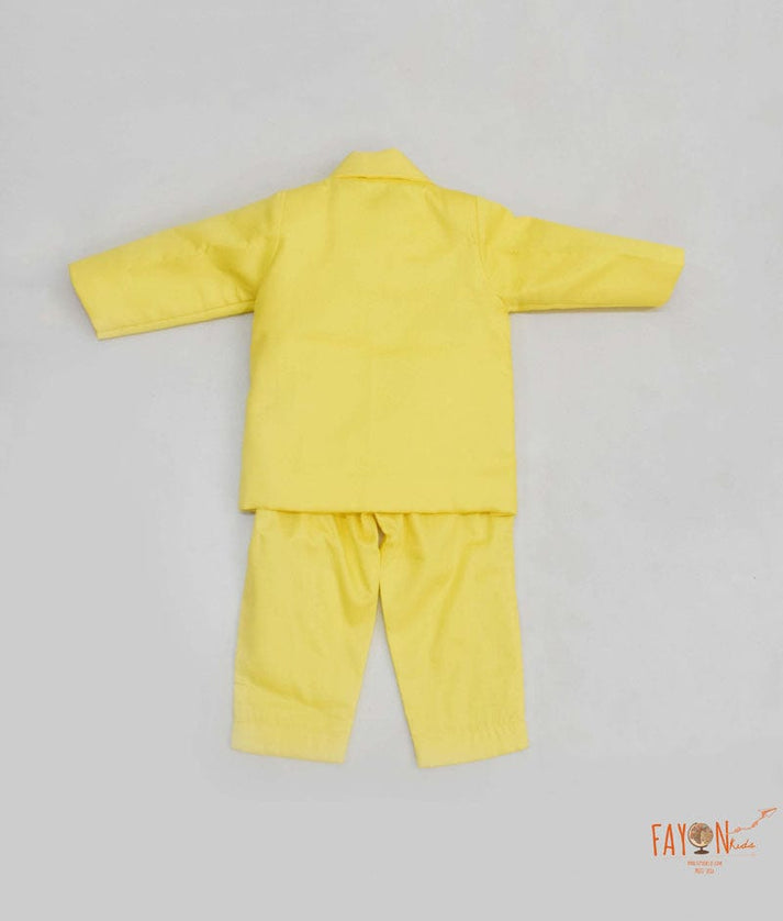 Fayon Kids Yellow Ballons Motif Coat with White Shirt Pant for Boys