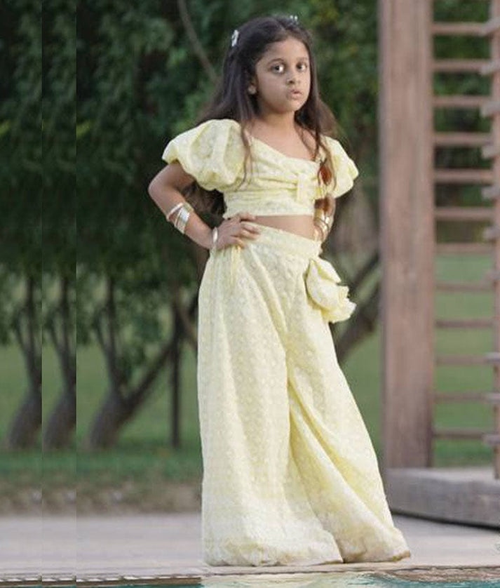 Yellow Embroidery Sharara for Girls