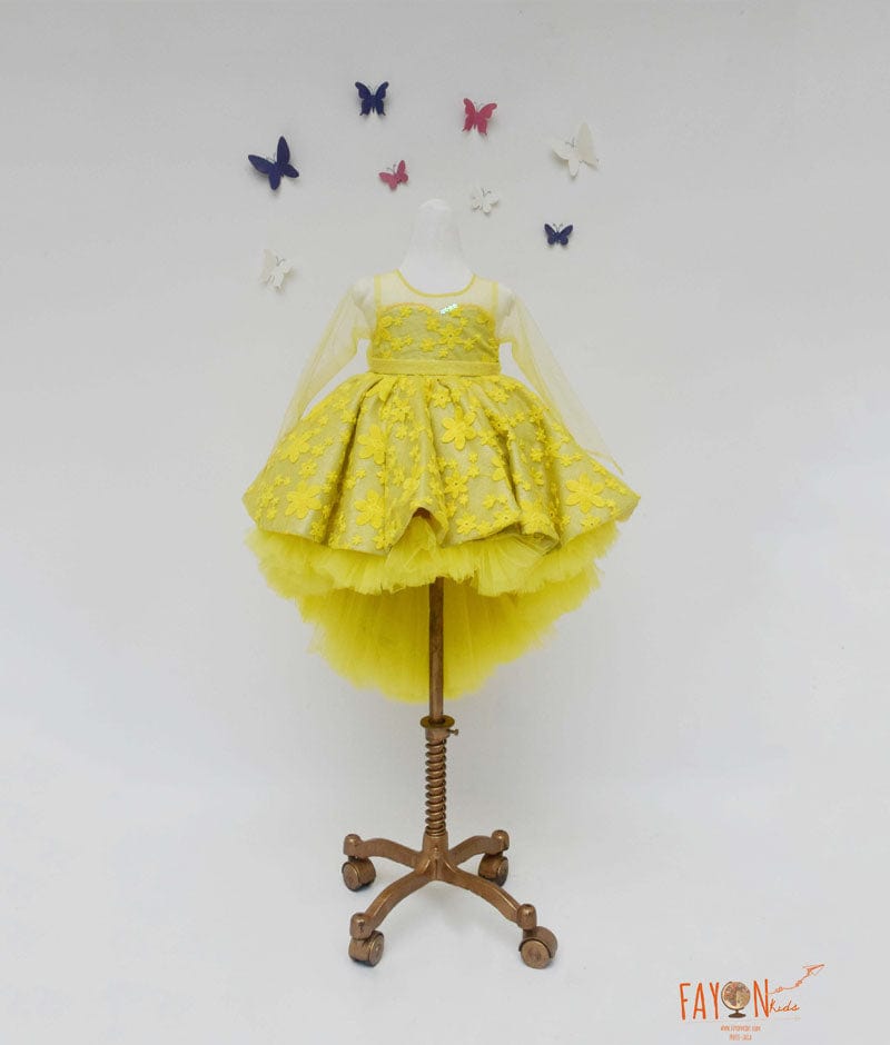 Buy Pink Shimmer Yellow Glitter Net Frock for Girls Online